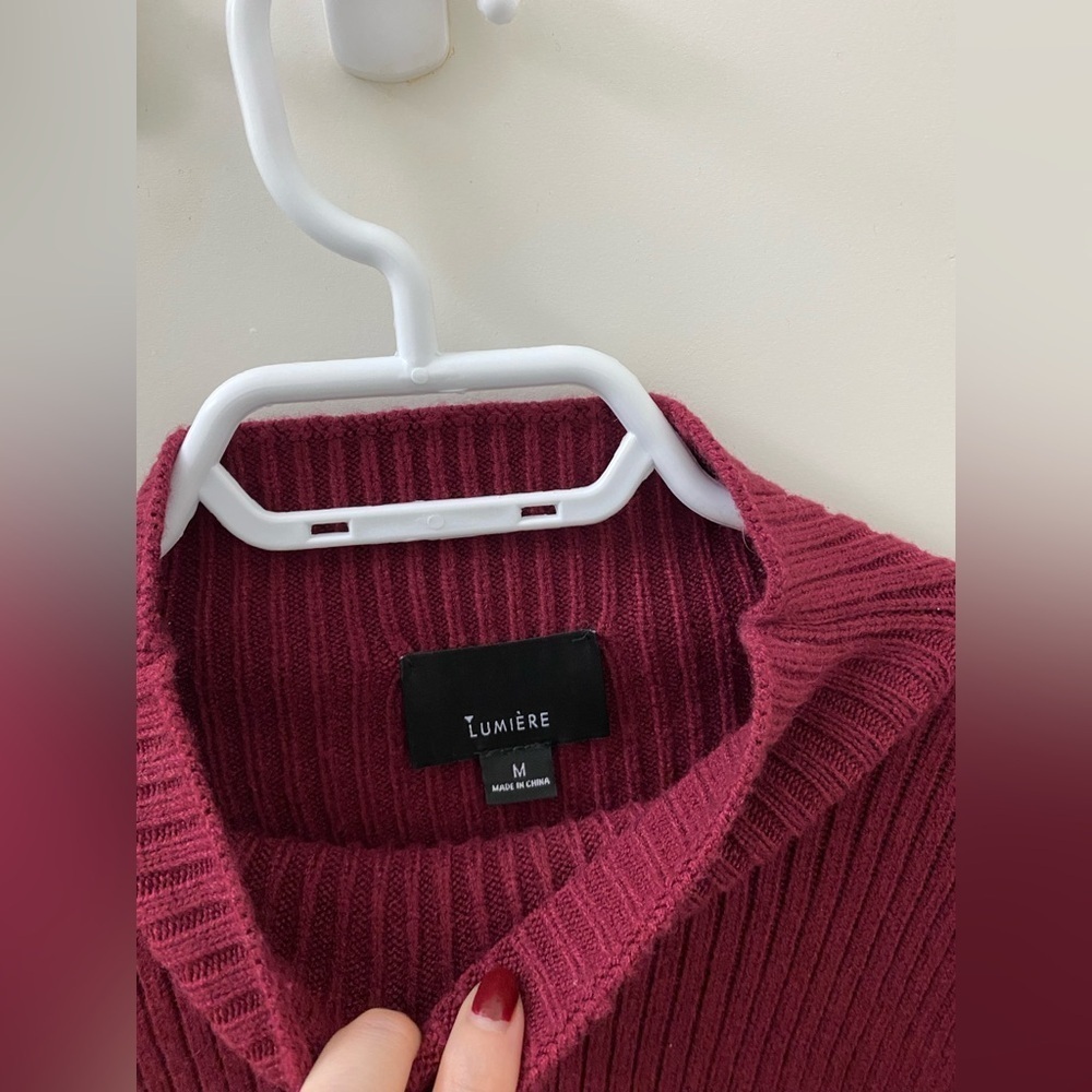 Burgundy mock neck knit sweater dress NWOT - Picture 7 of 7